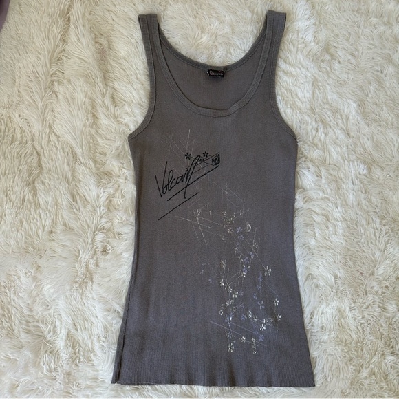Volcom Women’s Gray Floral Tank Top Size: L - Picture 1 of 8